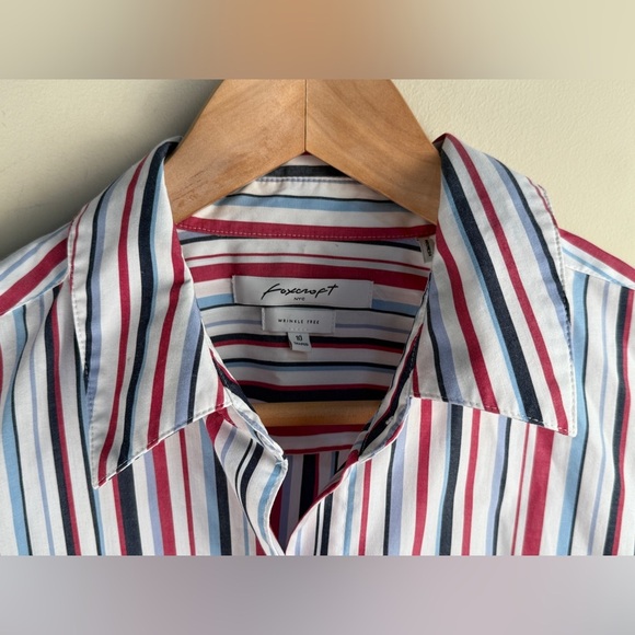 Foxcroft Women's Red White & Blue Striped Button Up Shirt Size 10 USA Patriotic - Picture 4 of 9